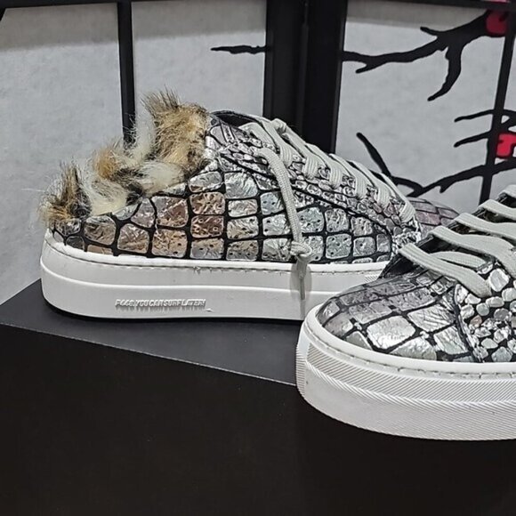 P448 Clara Leather Faux Fur Lined Slip-On Shoes Size 35 - Picture 8 of 10